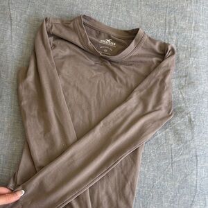 Hollister Taupe Long Sleeve Top super soft size XXS/XS